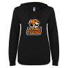 Thumbnail image for  ENZA Womens Black V Notch Raw Edge Fleece Hoodie