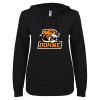 Thumbnail image for  ENZA Womens Black V Notch Raw Edge Fleece Hoodie