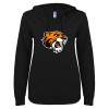 Thumbnail image for  ENZA Womens Black V Notch Raw Edge Fleece Hoodie
