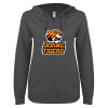 Thumbnail image for  ENZA Womens Dark Heather V Notch Raw Edge Fleece Hoodie