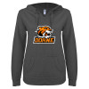 Thumbnail image for  ENZA Womens Dark Heather V Notch Raw Edge Fleece Hoodie