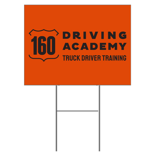  Yard Sign w/Step Stake No Rider Single Sided 18 x 24 - 160 Driving Academy Horizontal Mark