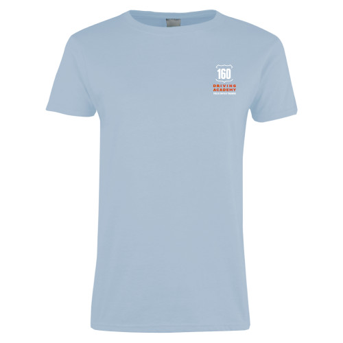  Womens Light Blue Short Sleeve Tee - 160 Driving Academy Vertical Mark
