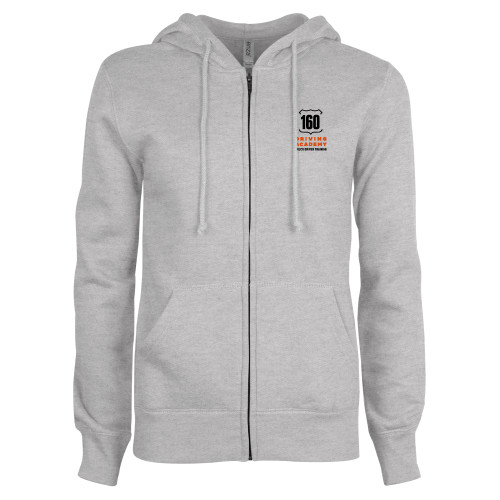  ENZA Womens Grey Fleece Full Zip Hoodie - 160 Driving Academy Vertical Mark
