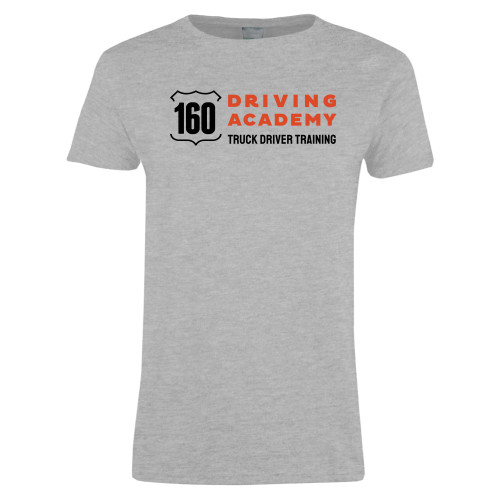  Womens Grey Short Sleeve Tee - 160 Driving Academy Horizontal Mark