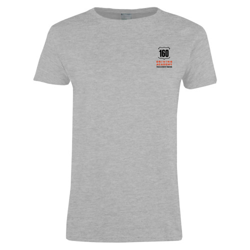  Womens Grey Short Sleeve Tee - 160 Driving Academy Vertical Mark