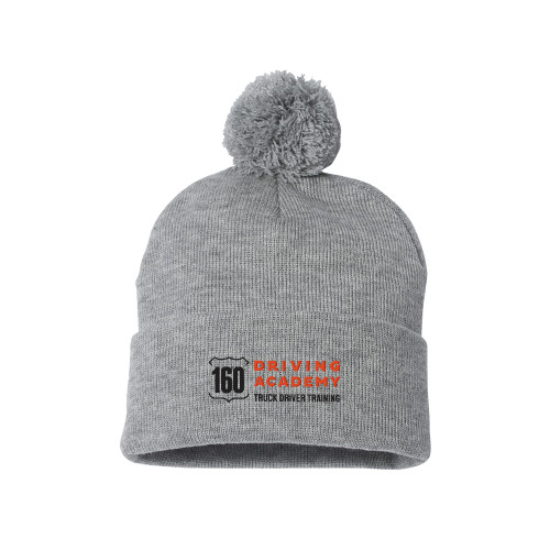  Sportsman Heather Grey Pom Pom Cuffed Beanie - 160 Driving Academy Horizontal Mark