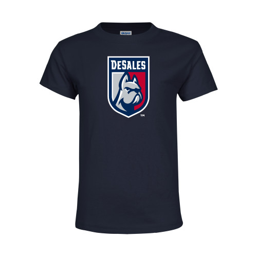  Youth Navy T Shirt - Desales Shield w/ Bulldog