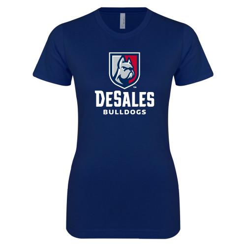  Next Level Womens Navy Boyfriend Tee - Primary Logo