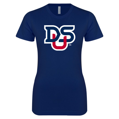  Next Level Womens Navy Boyfriend Tee - DSU Ligature