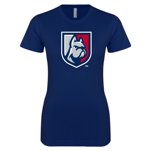  Next Level Womens Navy Boyfriend Tee - Bulldog Shield