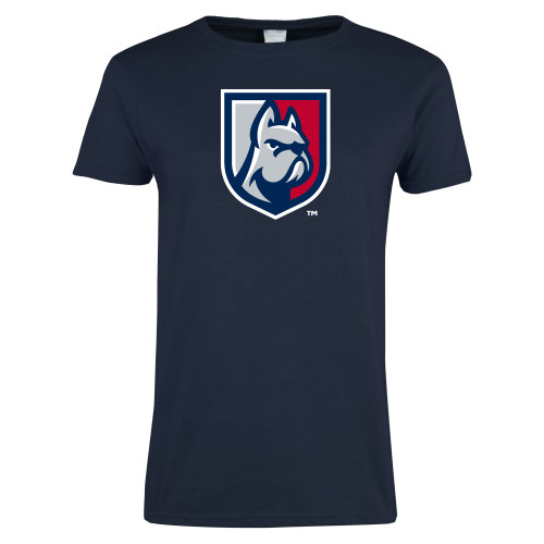 Womens Short Sleeve Navy Tee - Bulldog Shield