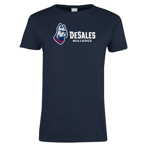  Womens Short Sleeve Navy Tee - DeSales Bulldogs w/ Bulldog Head