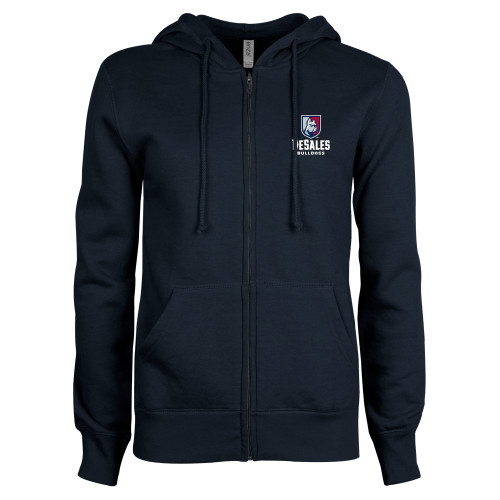  ENZA Womens Navy Fleece Full Zip Hoodie - Primary Logo