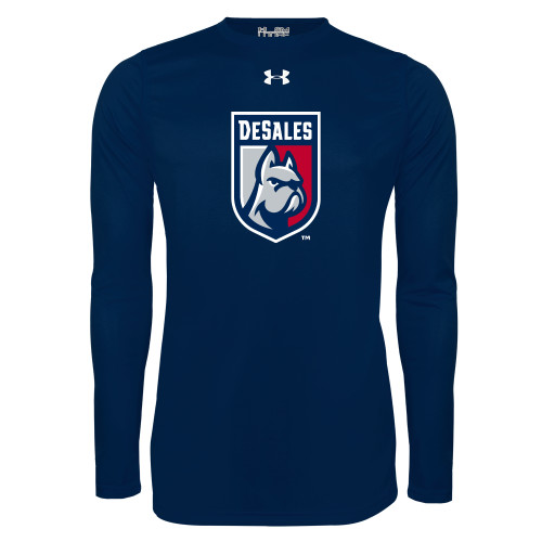  Under Armour Navy Long Sleeve Tech Tee - Desales Shield w/ Bulldog