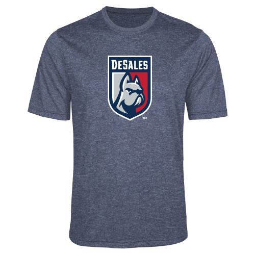  Navy Heather Performance Contender Tee - Desales Shield w/ Bulldog