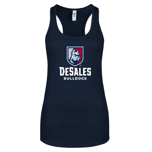  Next Level Womens Navy Racerback Tank  - Primary Logo