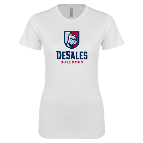  Next Level Womens White Boyfriend Tee - Primary Logo
