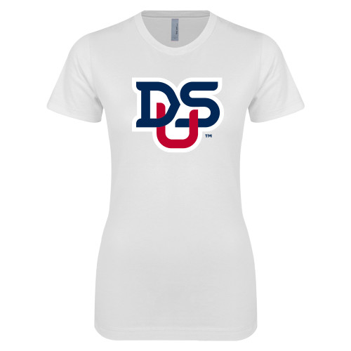  Next Level Womens White Boyfriend Tee - DSU Ligature