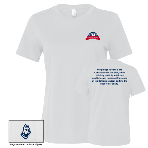  University Bella + Canvas Womens White Relaxed Cotton T Shirt - DeSales Student Government Association