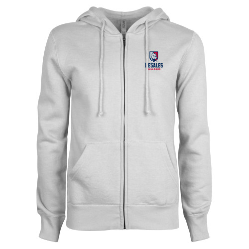  ENZA Womens White Fleece Full Zip Hoodie - Primary Logo