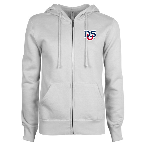  ENZA Womens White Fleece Full Zip Hoodie - DSU Ligature