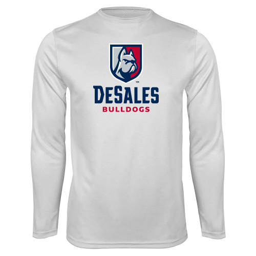  White Performance Long Sleeve Shirt - Primary Logo