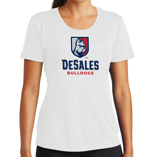  Womens White Performance Tee - Primary Logo
