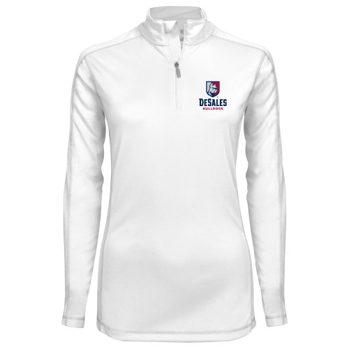  Syntrel Womens White Interlock 1/4 Zip - Primary Logo