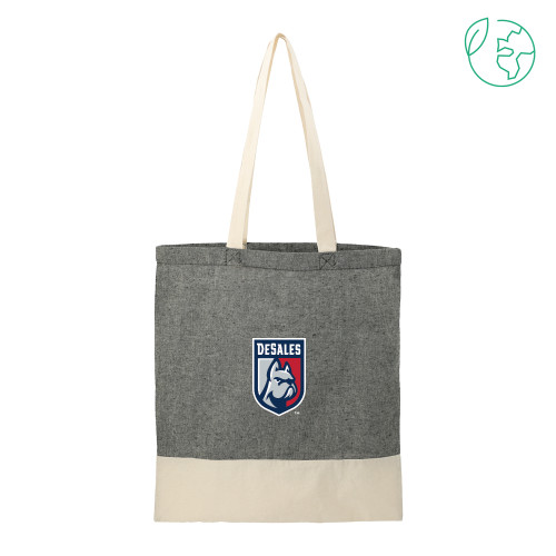 Split Recycled Black Cotton Twill Convention Tote - Desales Shield w/ Bulldog