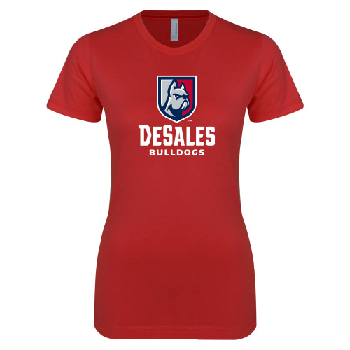  Next Level Womens Red Boyfriend Tee - Primary Logo