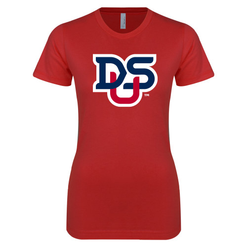  Next Level Womens Red Boyfriend Tee - DSU Ligature