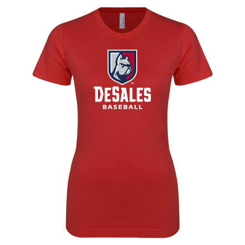  Next Level Womens Red Boyfriend Tee - Baseball
