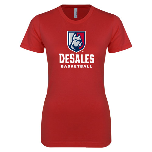  Next Level Womens Red Boyfriend Tee - Basketball