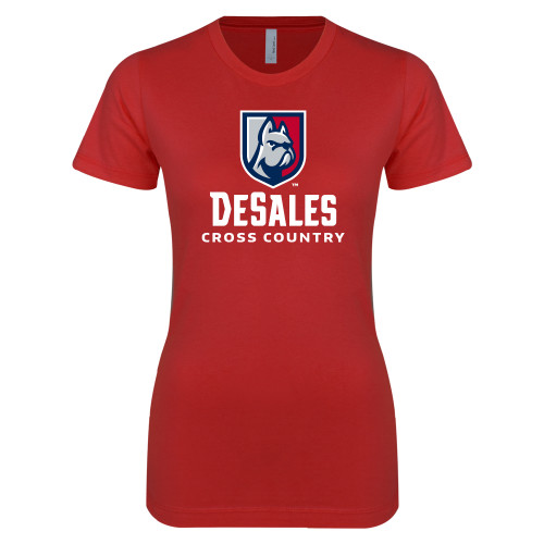  Next Level Womens Red Boyfriend Tee - Cross Country