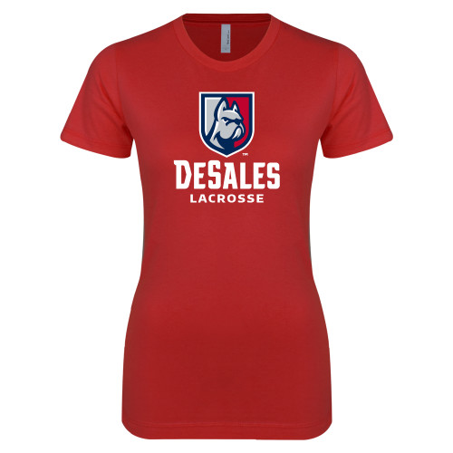  Next Level Womens Red Boyfriend Tee - Lacrosse