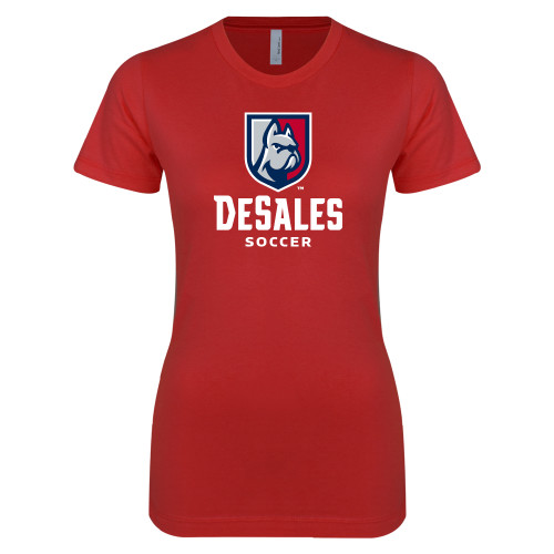  Next Level Womens Red Boyfriend Tee - Soccer