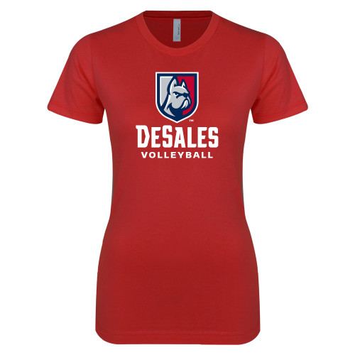  Next Level Womens Red Boyfriend Tee - Volleyball