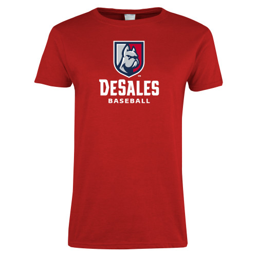  Womens Short Sleeve Red Tee - Baseball