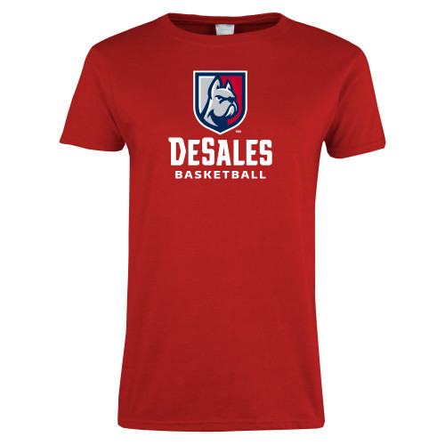 Womens Short Sleeve Red Tee - Basketball