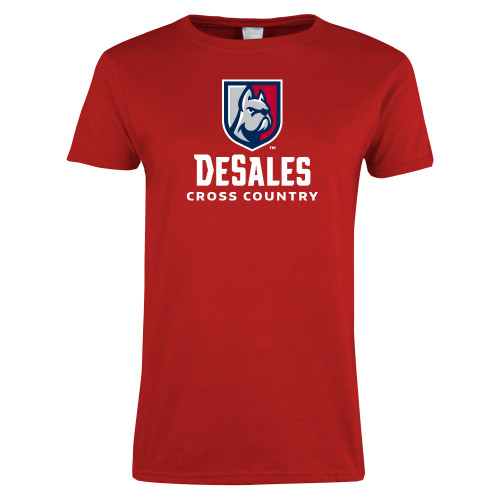  Womens Short Sleeve Red Tee - Cross Country
