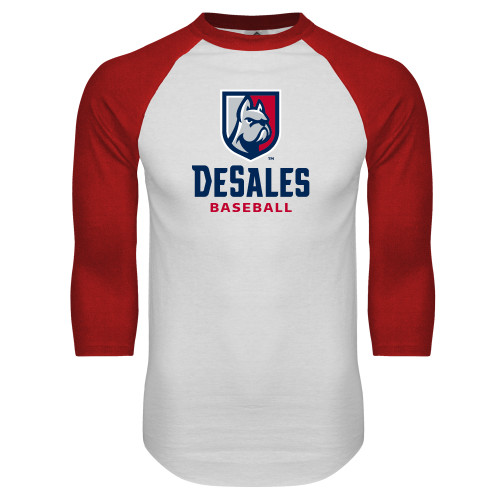  White/Red Raglan Baseball T Shirt - Baseball