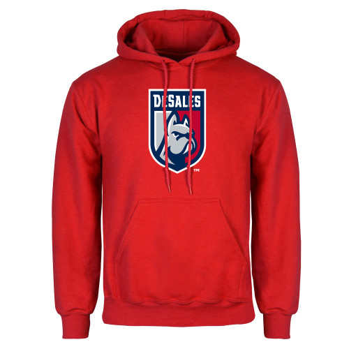  Red Fleece Hoodie - Desales Shield w/ Bulldog