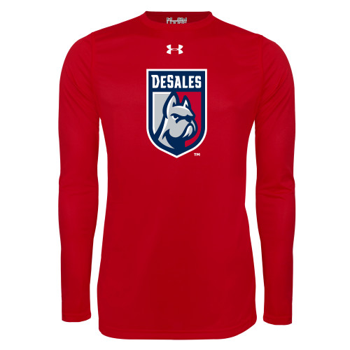  Under Armour Red Long Sleeve Tech Tee - Desales Shield w/ Bulldog