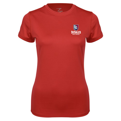  Womens Red Performance Tee - Primary Logo