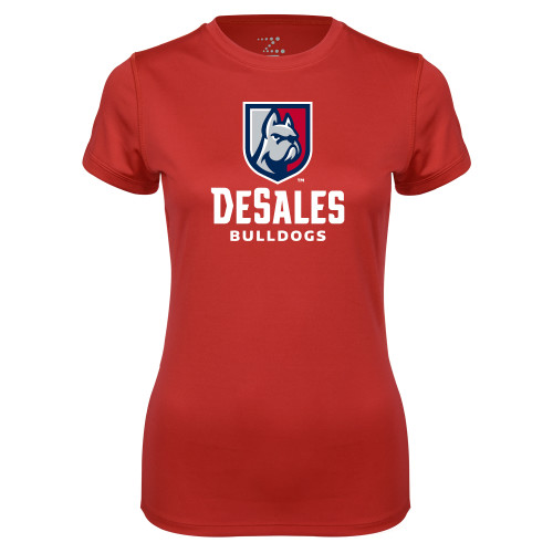  Womens Red Performance Tee - Primary Logo