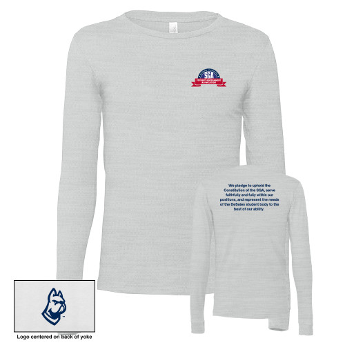  University Bella + Canvas Ash Grey Jersey Cotton Long Sleeve T Shirt - DeSales Student Government Association