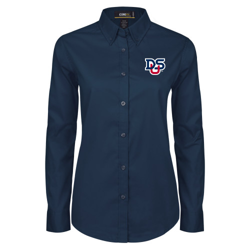  Womens Navy Twill Button Down Long Sleeve  - DSU Ligature