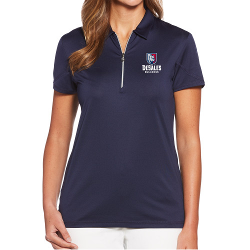  Callaway Womens Navy Tulip Sleeve Zip Polo - Primary Logo