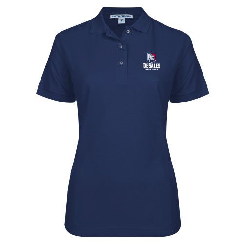  Womens Silk Touch Navy Pique Polo - Primary Logo